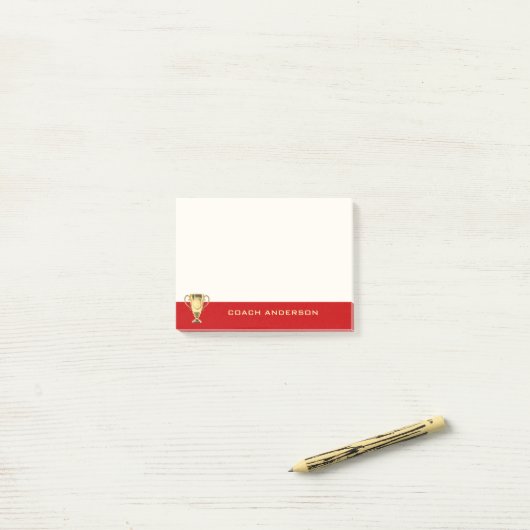 Motivatie sporttrainer red golden post-it® notes (Op bureau)