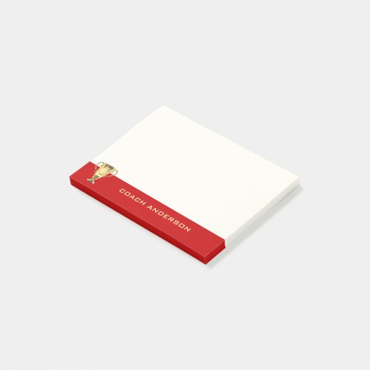 Motivatie sporttrainer red golden post-it® notes (Schuin)