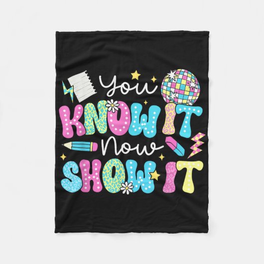 Motivatie staat testdag je weet het niet fleece deken (Voorkant)