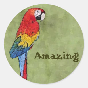Motivatie sticker met rode papegaai
