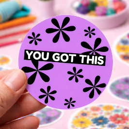 Motivatie Sticker Paarse Bloemen Positieve Spreuk