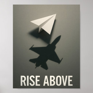 Motivatie Stijg Boven Papieren Vliegtuig Jet Schad Poster