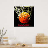 Motivatie Succes Basketball Poster (Keuken)