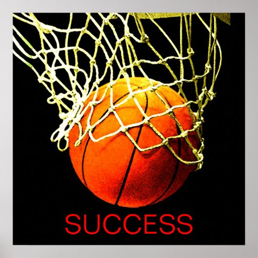 Motivatie Succes Basketball Poster (Voorkant)