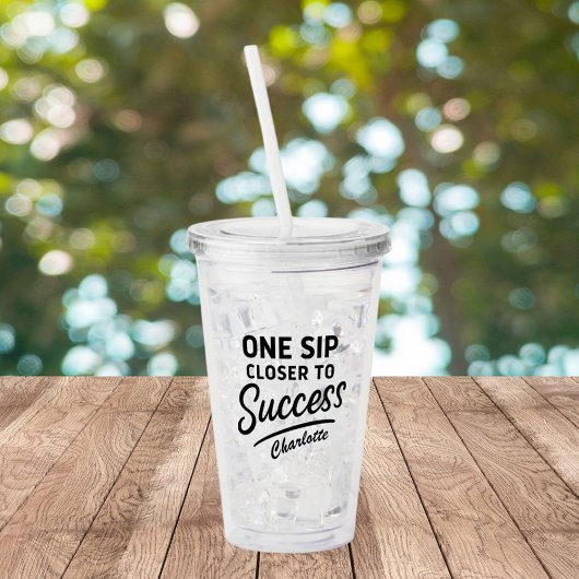 Motivatie succesquote zwart acryl drinkbeker