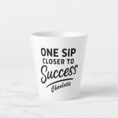 Motivatie succesquote zwart latte mok (Voorkant)