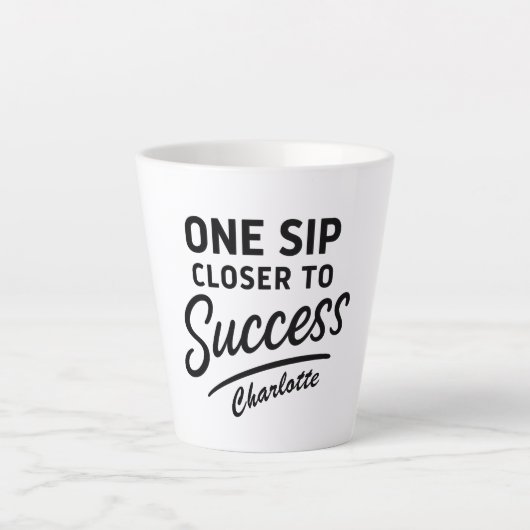 Motivatie succesquote zwart latte mok (Voorkant)