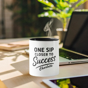 Motivatie succesquote zwart wit mok