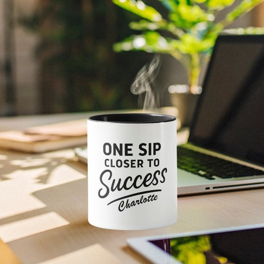 Motivatie succesquote zwart wit mok