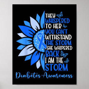 Motivatie Support Squad Zonnebloem Blauw Diabetes Poster