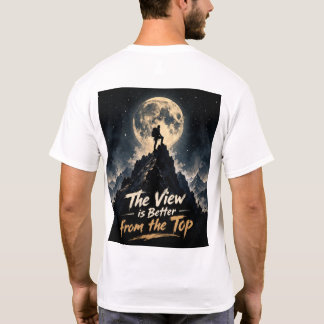 Motivatie T-Shirt met Bergbeklimmen onder Maan
