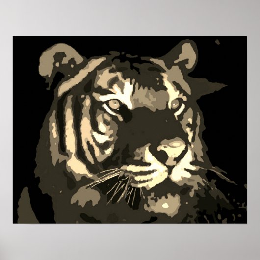Motivatie Tiger Eyes  Sepia Poster (Voorkant)