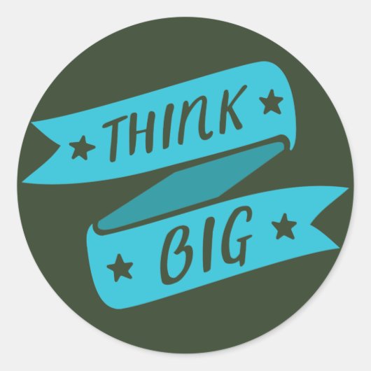 Motivatie, trendy Denk groots blauw Ronde Sticker (Voorkant)