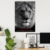 Motivatie uitdaging voor Black & White Lion Poster (Thuiskantoor)