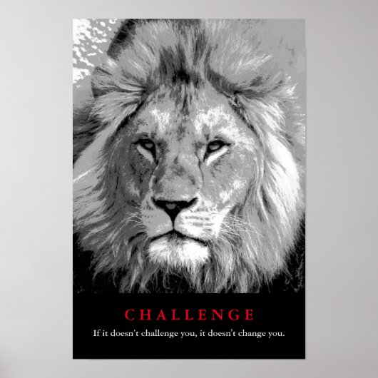 Motivatie uitdaging voor Black & White Lion Poster (Voorkant)