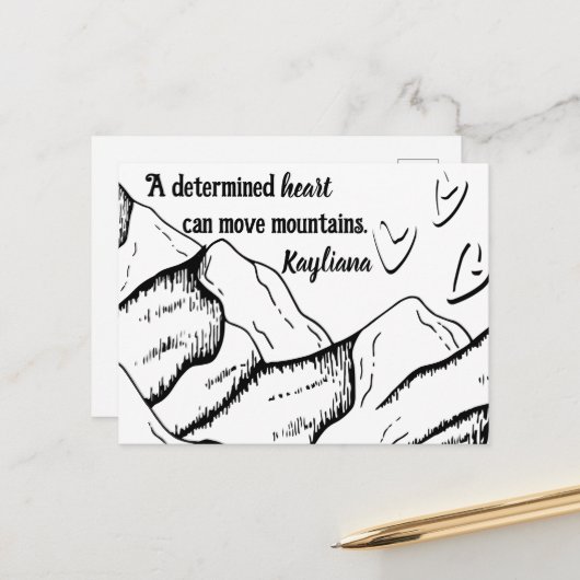 Motivatie Vastberaden Hart Beweging Bergen Naam Briefkaart (Voorkant / Achterkant in situ)