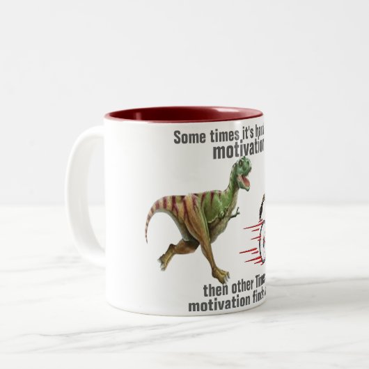 motivatie vindt u grappig t-rex mok ontwerp (Voorkant links)