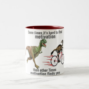 motivatie vindt u grappig t-rex mok ontwerp