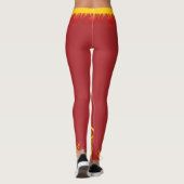 Motivatie vlammen met naam geel script op rood leggings (Achterkant)