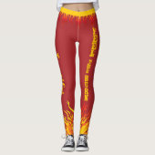 Motivatie vlammen met naam geel script op rood leggings (Voorkant)