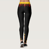 Motivatie vlammen met naam in script op ZWART Leggings (Achterkant)