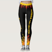 Motivatie vlammen met naam in script op ZWART Leggings (Voorkant)