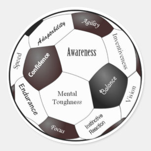 Motivatie voetbal, sportwoorden ronde sticker