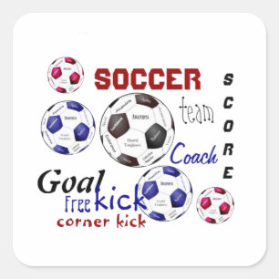 Motivatie voetbal, sportwoorden vierkante sticker