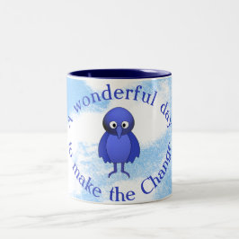 Motivatie voor bluebird tweekleurige koffiemok