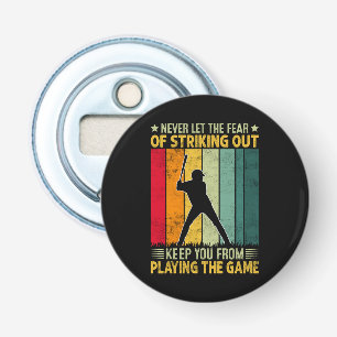 Motivatie voor honkbalspeler button flesopener