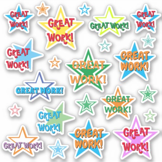 Motivatie voor studenten: "GROOT WERK!" & Star-vor Sticker (Voorkant)