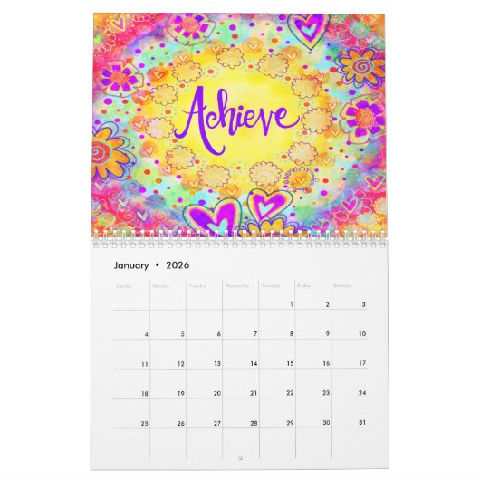 Motivatie Vrolijke Leuke Inspirativiteit ÉÉN WOORD Kalender (Jan 2026)