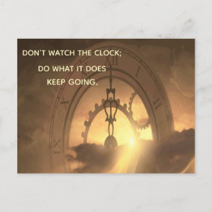 Motivatie WACHT NIET DAT DE KLOK DOET WAT HET DOET Briefkaart
