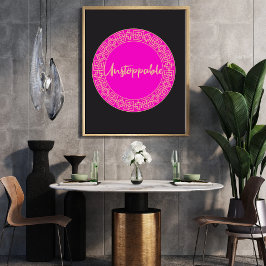 Motivatie wandkunst voor vrouwen roze en zwart poster