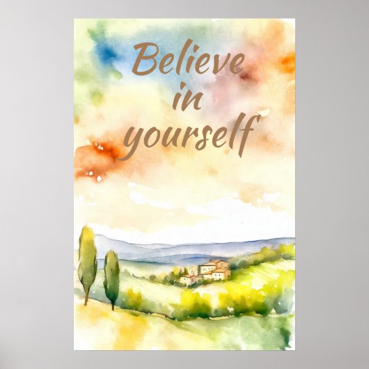 Motivatie Waterverf Wall Art Landscape Poster (Voorkant)