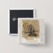  motivatie wereldkaart vierkante button 5,1 cm (Voorkant /achterkant)