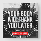 Motivatie werkresultaat vierkante klok (Voorkant)