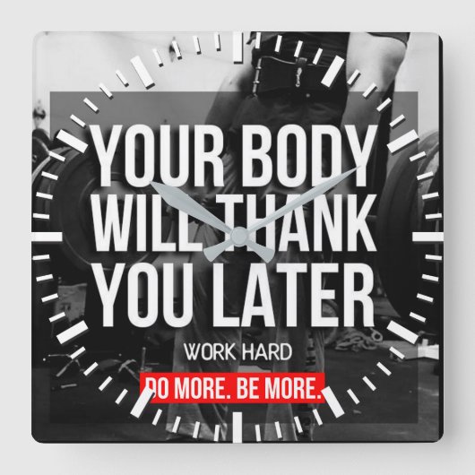 Motivatie werkresultaat vierkante klok (Voorkant)