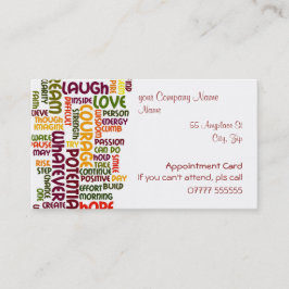 Motivatie woorden #1, benoemingskaart visitekaartje