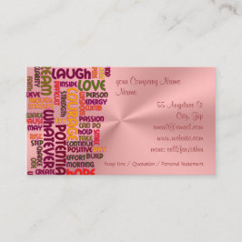 Motivatie woorden #1 positiviteit, roze, chroomvor visitekaartje