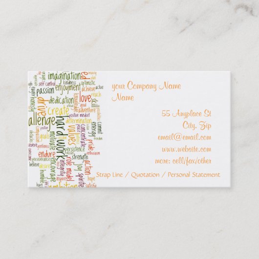 Motivatie woorden #2 visitekaartje (Voorkant)