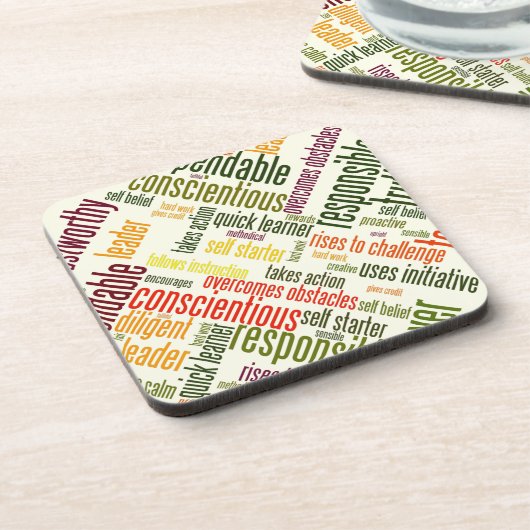 Motivatie woorden #4 positieve waarden bier onderzetter (Linkerzijde)