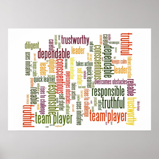 Motivatie woorden #4 positieve waarden poster (Voorkant)