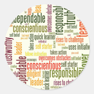 Motivatie woorden #4 positieve waarden ronde sticker