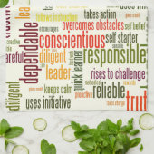 Motivatie woorden #4 positieve waarden theedoek (Gevouwen)