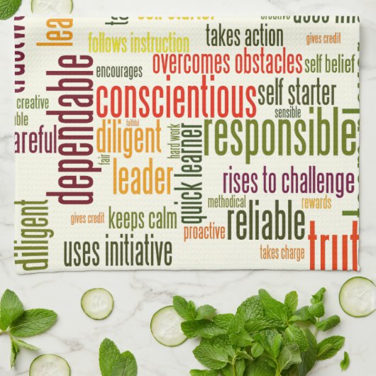 Motivatie woorden #4 positieve waarden theedoek (Gevouwen)