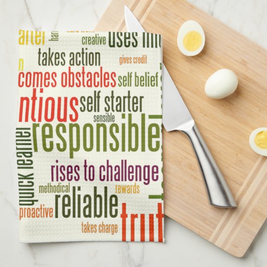 Motivatie woorden #4 positieve waarden theedoek (Quarter Fold)