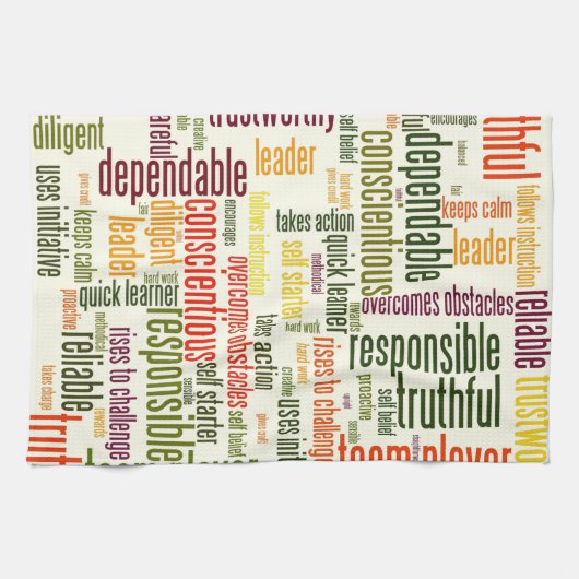 Motivatie woorden #4 positieve waarden theedoek (Horizontaal)