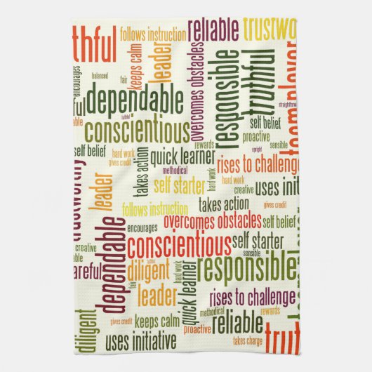 Motivatie woorden #4 positieve waarden theedoek (Verticaal)