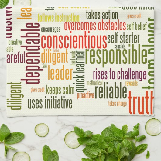 Motivatie woorden #4 positieve waarden theedoek (Gevouwen)